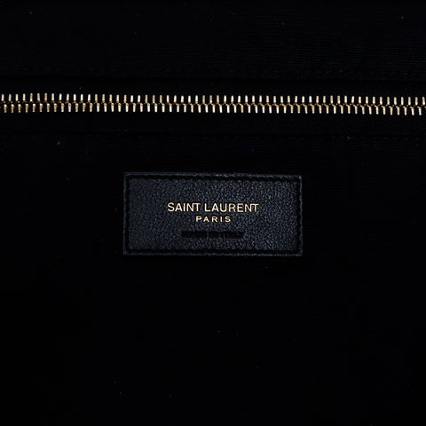 イヴ・サンローラン YVES SAINT LAURENT イカールマキシ YSLレザー ポーチ付き トートバッグ ブラック WS8138