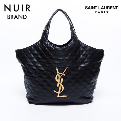 イヴ・サンローラン YVES SAINT LAURENT イカールマキシ YSLレザー ハンドバッグ ブラック WS8144