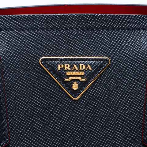 プラダ PRADA 2way サフィアーノ レザー ハンドバッグ ブラック レッド WS8145