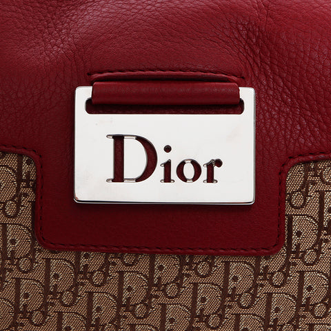 クリスチャンディオール Christian Dior トロッター キャンバス ストリートシック ショルダーバッグ ブラウン レッド WS8153