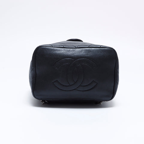 シャネル CHANEL レザー 24番台 Vステッチ シルバー金具 リュック・デイパック ブラック WS8158