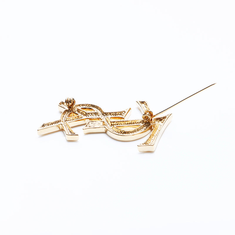 イヴサンローラン　ブローチ　ロゴ　ゴールド　付属品なし イヴ・サンローラン YVES SAINT LAURENT YSL ロゴ ブローチ