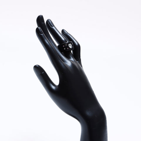 Chanel Coco Mark Rhingestone Taille 12 04a Heart Ring Black WS8166