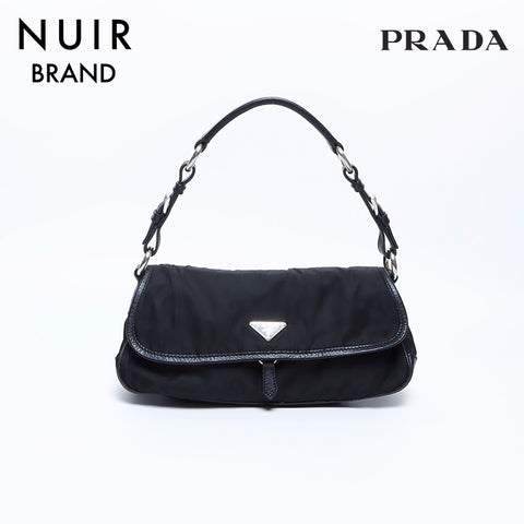 Prada Nylon银金属配件三角标签一个肩带黑色WS8189