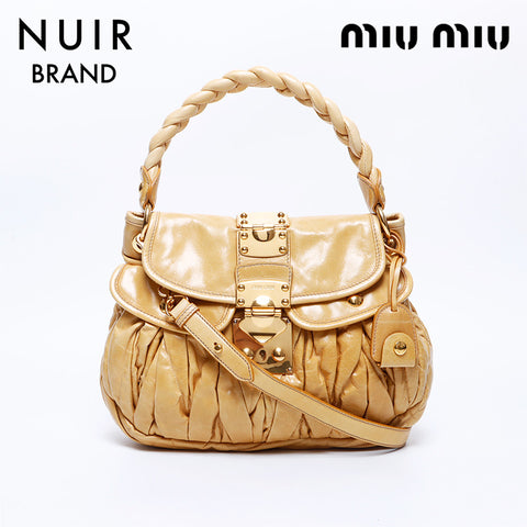 ミュウ ミュウ Miu Miu マテラッセ 2way ベルト ショルダーバッグ ブラウン WS8193