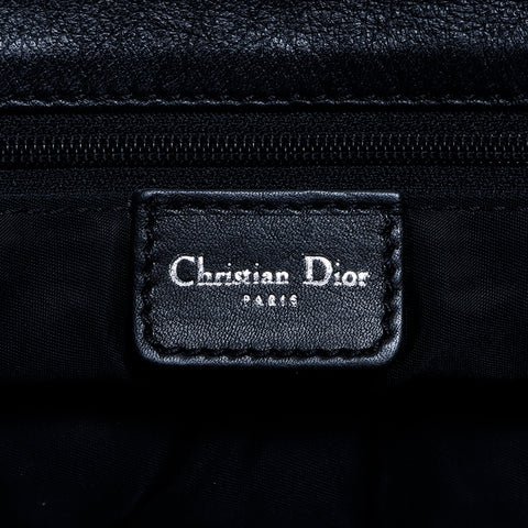 クリスチャンディオール Christian Dior キャンバス トロッター ロゴ ジップ レザー ショルダーバッグ ブラック WS8196