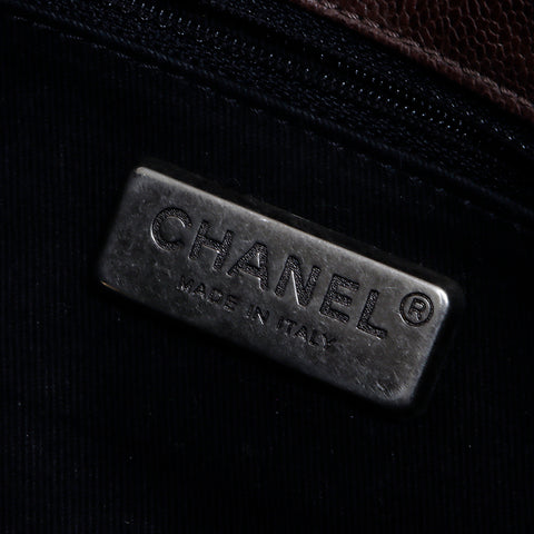 シャネル CHANEL 10番台 マトラッセ キャビアスキン ワイルドステッチ ショルダーバッグ ブラウン WS8207