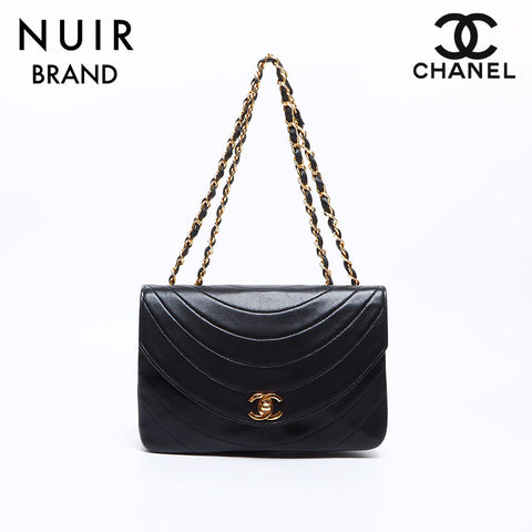 シャネル CHANEL 0番台 ラムスキン ショルダーバッグ ブラック WS8214