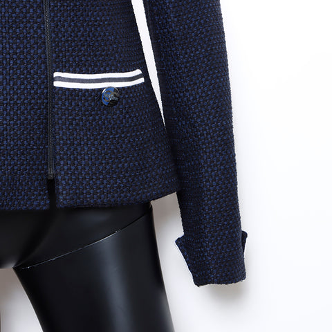 Chanel CHANEL 01A Coco Mark Button Zip-Up 38 Jacket Navy WS8234