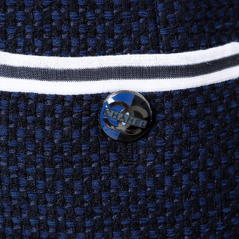 Chanel CHANEL 01A Coco Mark Button Zip-Up 38 Jacket Navy WS8234
