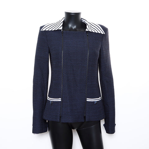 Chanel CHANEL 01A Coco Mark Button Zip-Up 38 Jacket Navy WS8234
