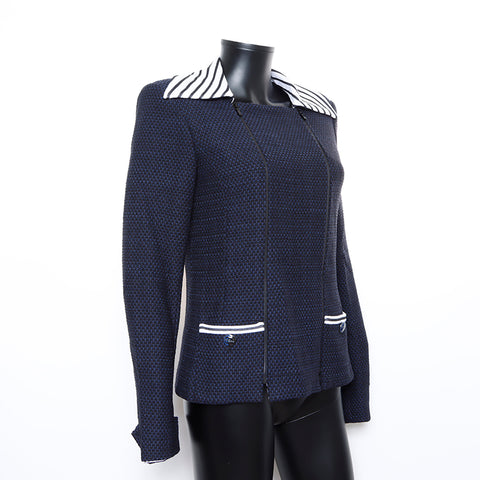 Chanel CHANEL 01A Coco Mark Button Zip-Up 38 Jacket Navy WS8234
