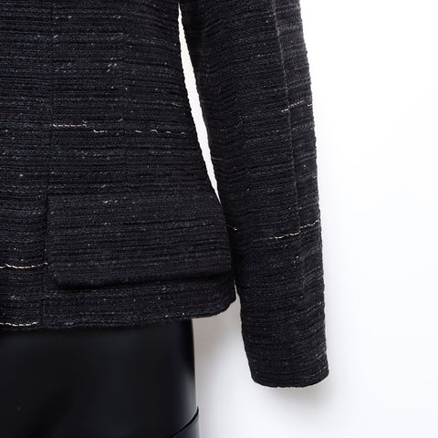 Chanel CHANEL 99A Size 42 Tweed Tailored Jacket Black WS8235