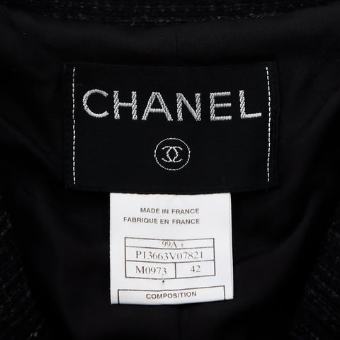 Chanel CHANEL 99A Size 42 Tweed Tailored Jacket Black WS8235
