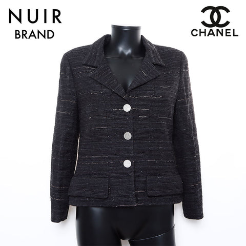 Chanel CHANEL 99A Size 42 Tweed Tailored Jacket Black WS8235