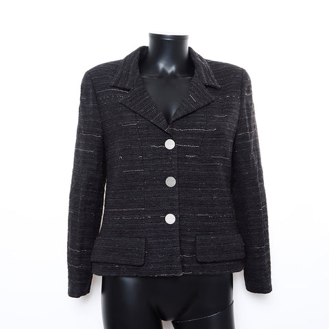 Chanel CHANEL 99A Size 42 Tweed Tailored Jacket Black WS8235