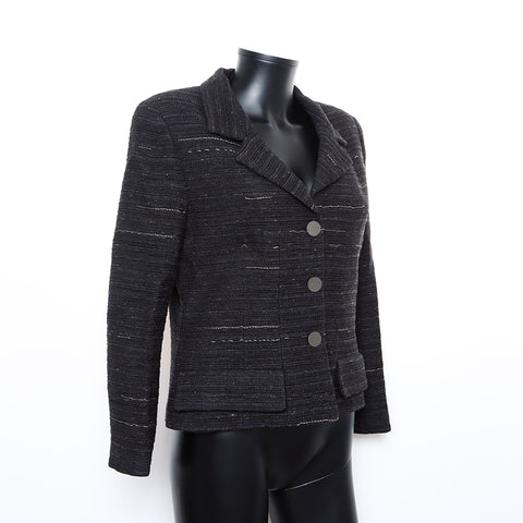 Chanel CHANEL 99A Size 42 Tweed Tailored Jacket Black WS8235