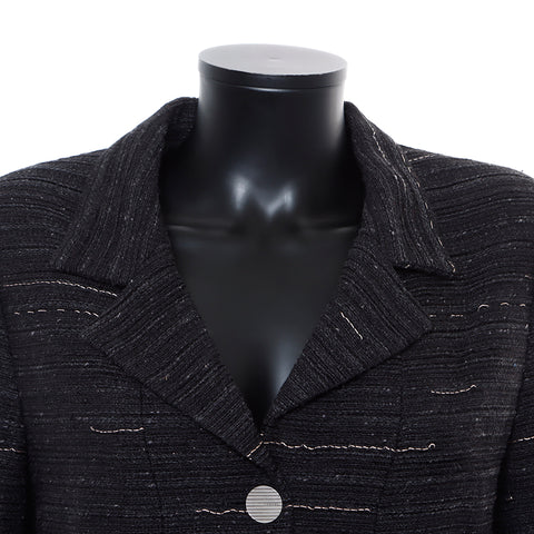 Chanel CHANEL 99A Size 42 Tweed Tailored Jacket Black WS8235