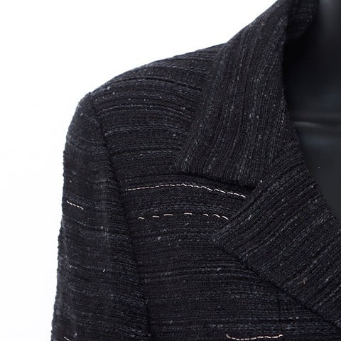 Chanel CHANEL 99A Size 42 Tweed Tailored Jacket Black WS8235