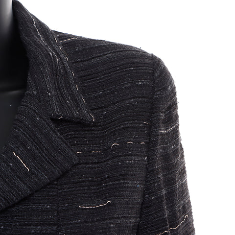Chanel CHANEL 99A Size 42 Tweed Tailored Jacket Black WS8235