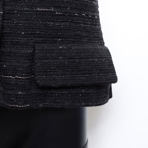 Chanel CHANEL 99A Size 42 Tweed Tailored Jacket Black WS8235