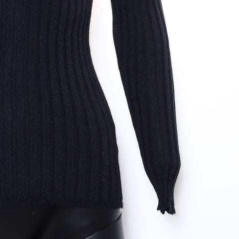 香奈儿香奈儿高领羊绒丝绸40 97A针织黑色WS8238