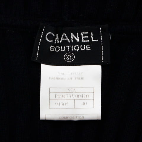 香奈儿香奈儿高领羊绒丝绸40 97A针织黑色WS8238