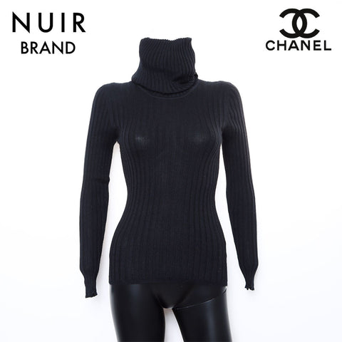 Chanel CHANEL Turtleneck Cashmere Silk 40 97A Knit Black WS8238
