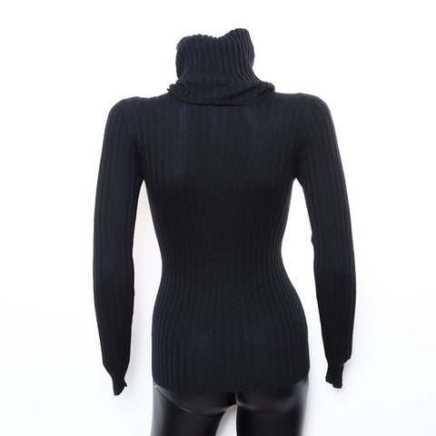 香奈儿香奈儿高领羊绒丝绸40 97A针织黑色WS8238