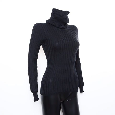 香奈儿香奈儿高领羊绒丝绸40 97A针织黑色WS8238