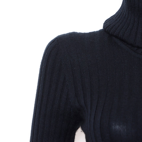 Chanel CHANEL Turtleneck Cashmere Silk 40 97A Knit Black WS8238