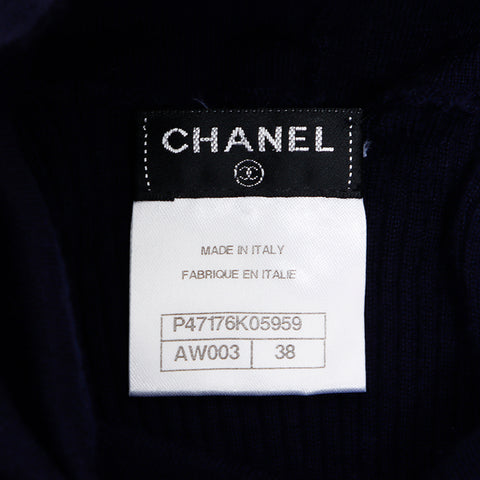 Chanel Wool 38 2000s Sweater Long Sleeve Sweater Navy WS8243