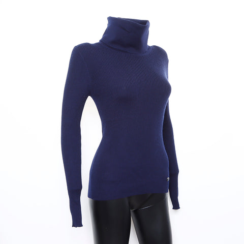 Chanel Wool 38 2000s Sweater Long Sleeve Sweater Navy WS8243