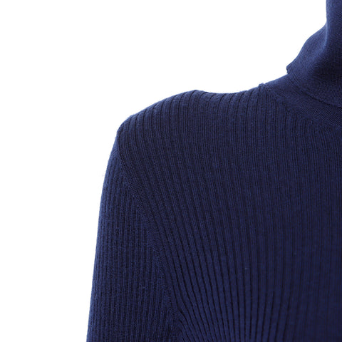 Chanel Wool 38 2000s Sweater Long Sleeve Sweater Navy WS8243