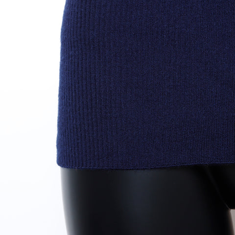 Chanel Wool 38 2000s Sweater Long Sleeve Sweater Navy WS8243