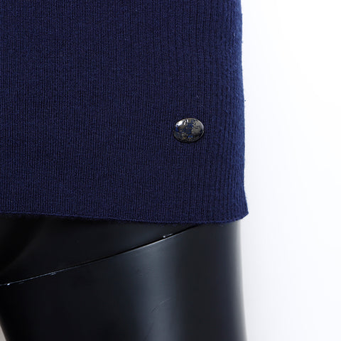 Chanel Wool 38 2000s Pull à manches longues Sweater Navy WS8243