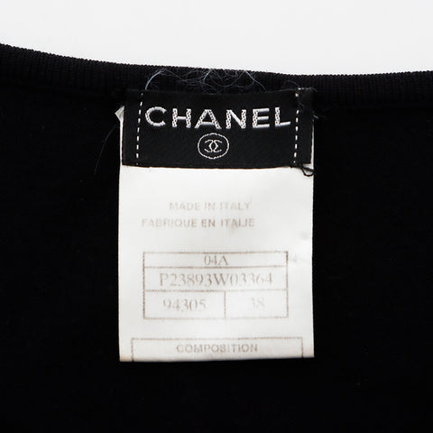 Chanel Silk 38 04 Chemise à manches longues à manches longues noires WS8244