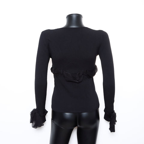 Chanel Silk 38 04 Chemise à manches longues à manches longues noires WS8244