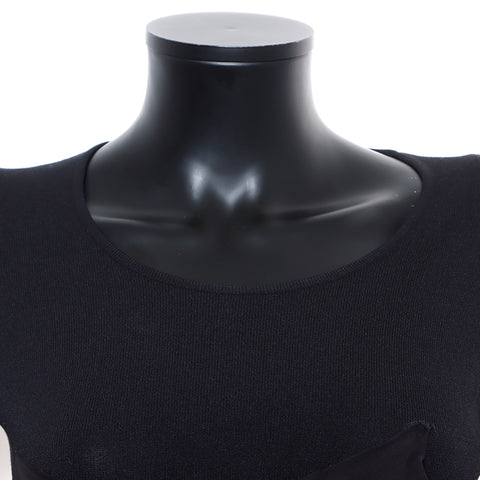 Chanel Silk 38 04 Chemise à manches longues à manches longues noires WS8244