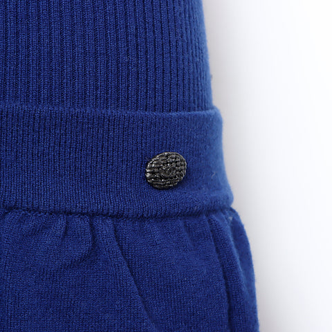 香奈儿羊绒混合34 2000年代短袖连衣裙海军WS8245