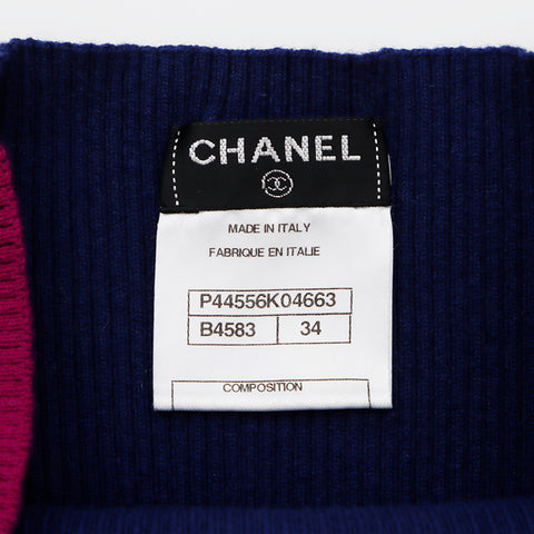 Chanel Cashmere blend 34 2000s Short sleeve dress Navy WS8245