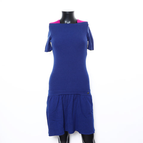 Chanel Cashmere blend 34 2000s Short sleeve dress Navy WS8245