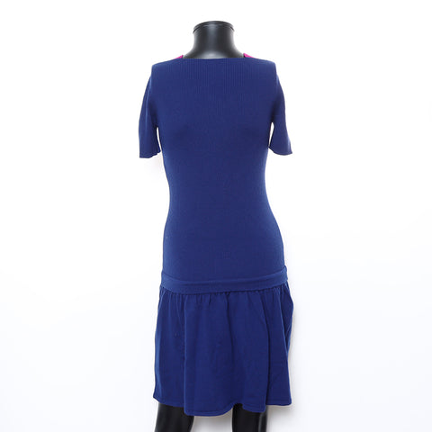 香奈儿羊绒混合34 2000年代短袖连衣裙海军WS8245