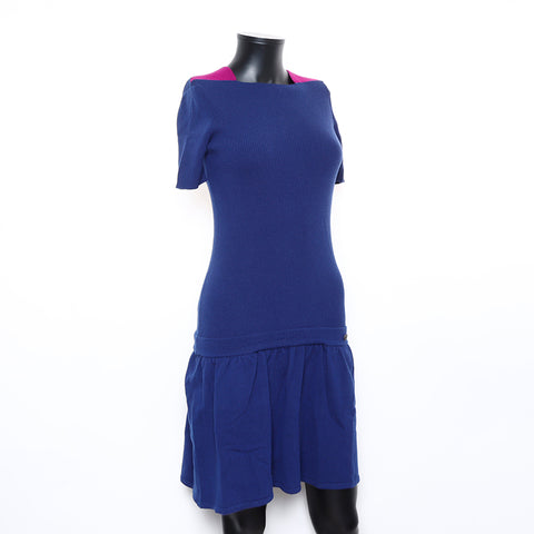 Chanel Cashmere blend 34 2000s Short sleeve dress Navy WS8245