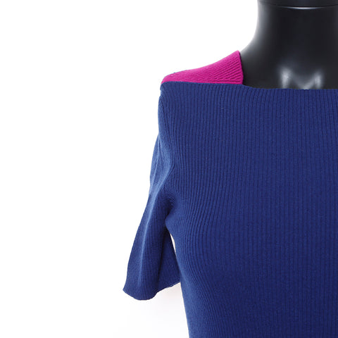 Chanel Cashmere blend 34 2000s Short sleeve dress Navy WS8245