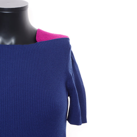Chanel Cashmere blend 34 2000s Short sleeve dress Navy WS8245