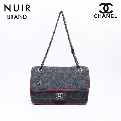 Chanel CHANEL No. 21 Wool Chain Flap Bag Shoulder Bag Gray WS8256