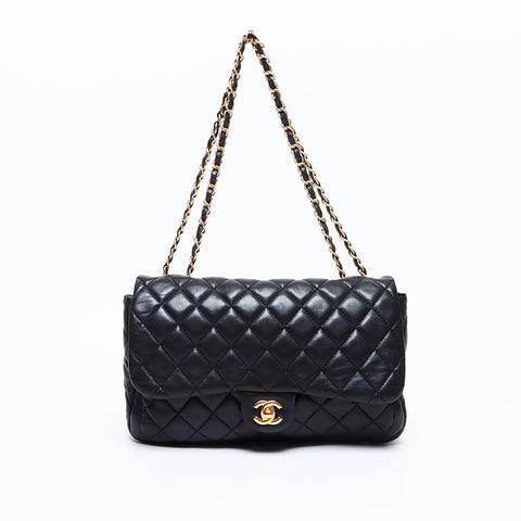 シャネル CHANEL 18番台 ラムスキン マトラッセ　チェーン ショルダーバッグ ブラック WS8258