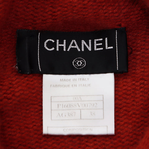 Chanel CHANEL 38 00A Cashmere Sweater Red WS8273