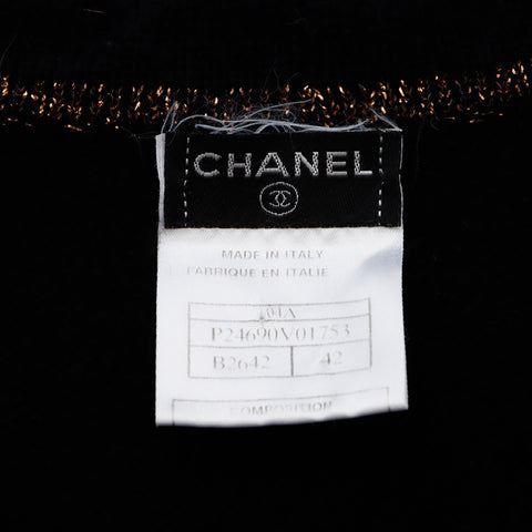 Chanel CHANEL 42 04A Cashmere Sweater Black WS8274